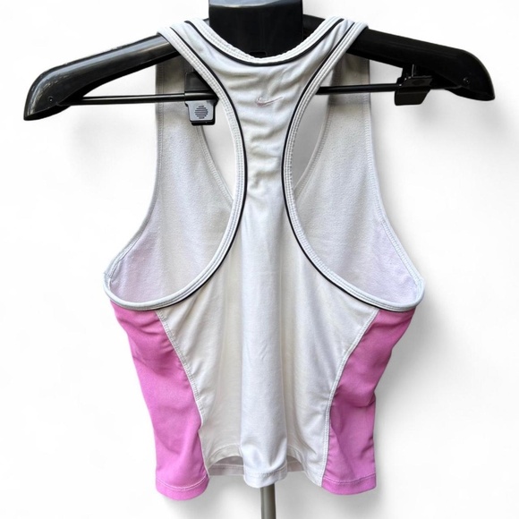 Nike Dri-FIT Youth Girls Workout Tank Top L (12-14) White Pink Racerback - Picture 2 of 5